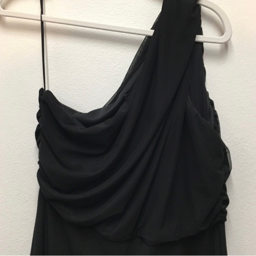 Love X Design Draped Mesh One Shoulder Jumpsuit Large Black Formal Evening Chic - Picture 3 of 14
